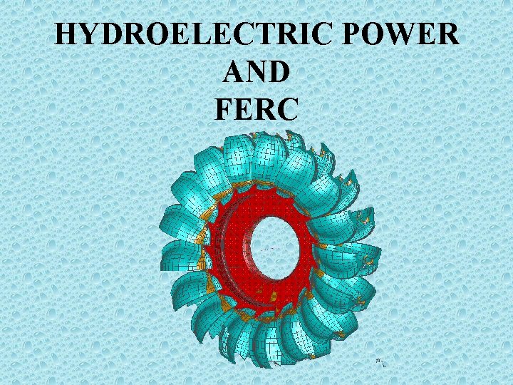 HYDROELECTRIC POWER AND FERC 