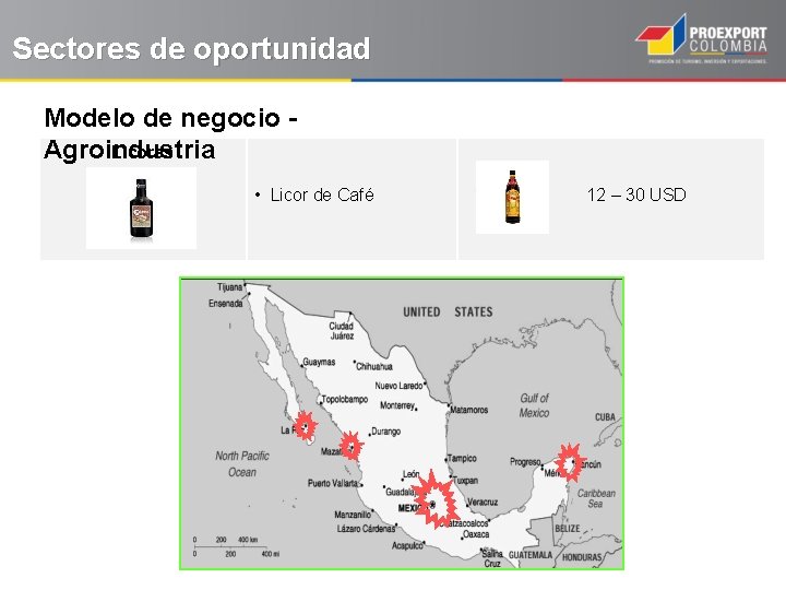 Sectores de oportunidad Modelo de negocio Licores Agroindustria • Licor de Café 12 –