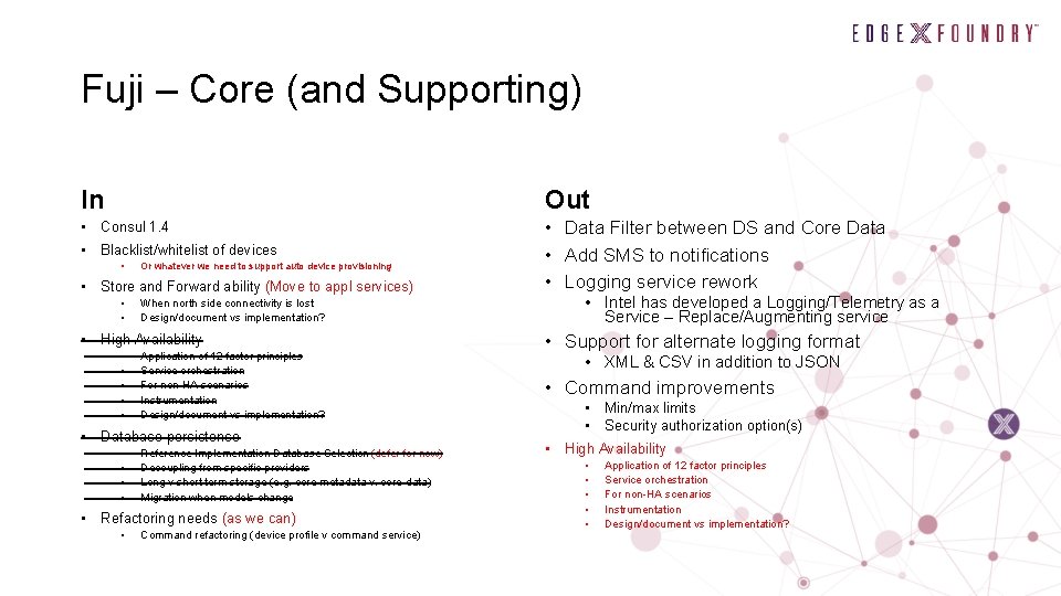 Fuji – Core (and Supporting) In Out • Consul 1. 4 • Data Filter