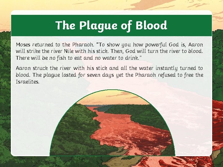 The Plague of Blood Moses returned to the Pharaoh. “To show you how powerful