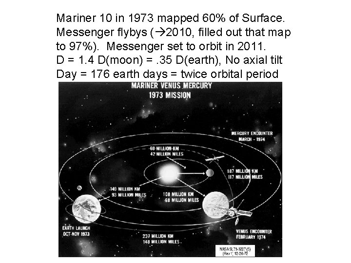 Mariner 10 in 1973 mapped 60% of Surface. Messenger flybys ( 2010, filled out