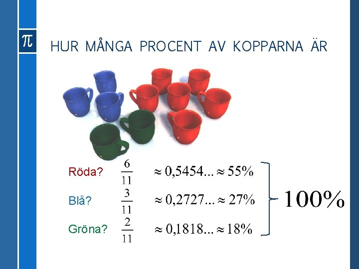 HUR MÅNGA PROCENT AV KOPPARNA ÄR Röda? Blå? Gröna? 