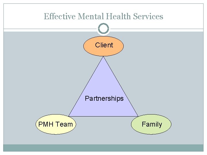 Effective Mental Health Services Client Partnerships PMH Team Family 