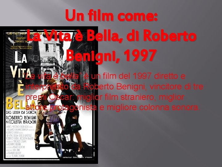 Un film come: La Vita è Bella, di Roberto Benigni, 1997 “La vita è