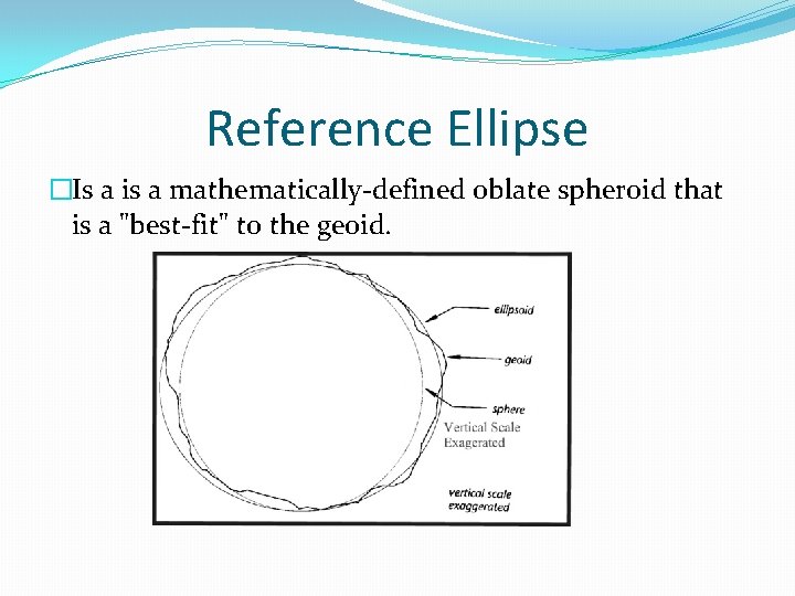 Reference Ellipse �Is a is a mathematically-defined oblate spheroid that is a "best-fit" to