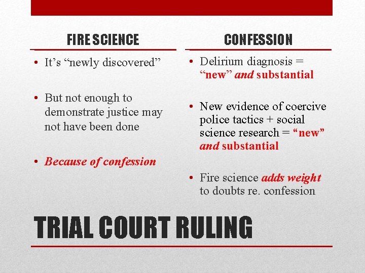 FIRE SCIENCE • It’s “newly discovered” • But not enough to demonstrate justice may FIRE SCIENCE • It’s “newly discovered” • But not enough to demonstrate justice may