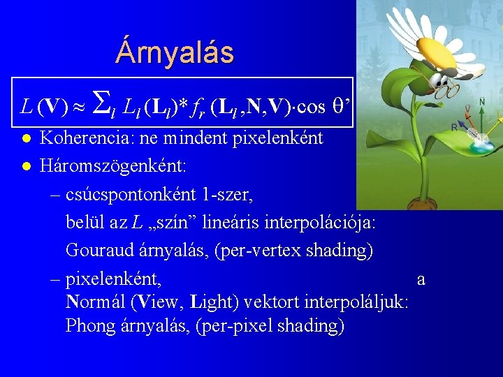 Árnyalás L (V) Sl Ll (Ll)* fr (Ll , N, V) cos ’ l