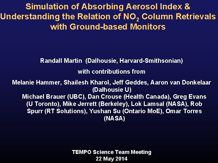 Simulation of Absorbing Aerosol Index & Understanding the Relation of NO 2 Column Retrievals