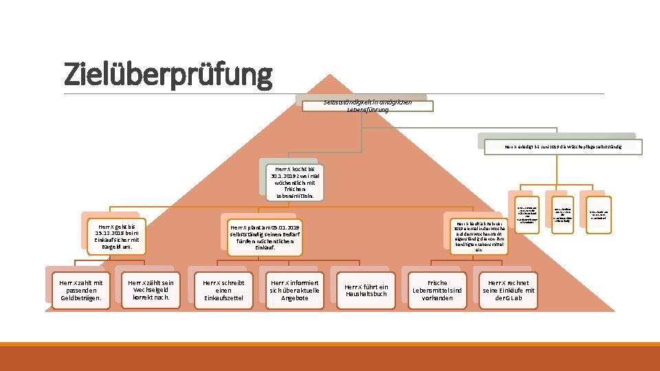 Zielüberprüfung Selbstständigkeit in alltäglichen Lebensführung Herr X erledigt bis Juni 2019 die Wäschepflege selbstständig