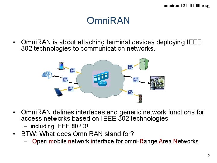 omniran-13 -0011 -00 -ecsg Omni. RAN • Omni. RAN is about attaching terminal devices