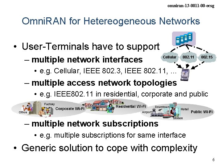 omniran-13 -0011 -00 -ecsg Omni. RAN for Hetereogeneous Networks • User-Terminals have to support