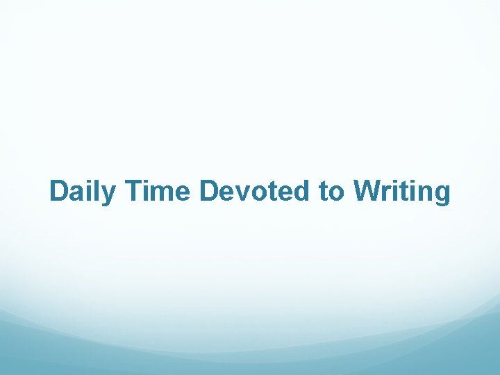 Daily Time Devoted to Writing 