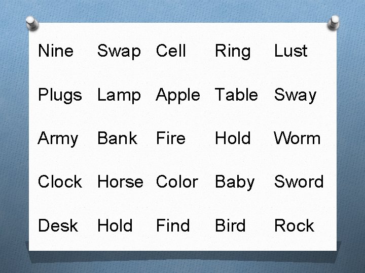 Nine Swap Cell Ring Lust Plugs Lamp Apple Table Sway Army Bank Hold Worm