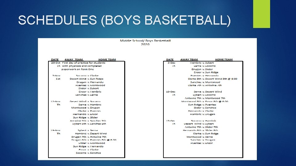 SCHEDULES (BOYS BASKETBALL) 