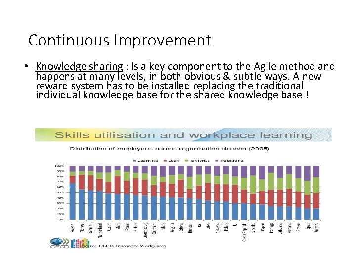 Continuous Improvement • Knowledge sharing : Is a key component to the Agile method