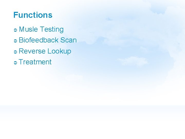 Functions Musle Testing Biofeedback Scan Reverse Lookup Treatment 