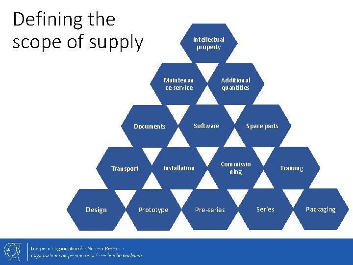 Defining the scope of supply Intellectual property Additional quantities Maintenan ce service Documents Transport