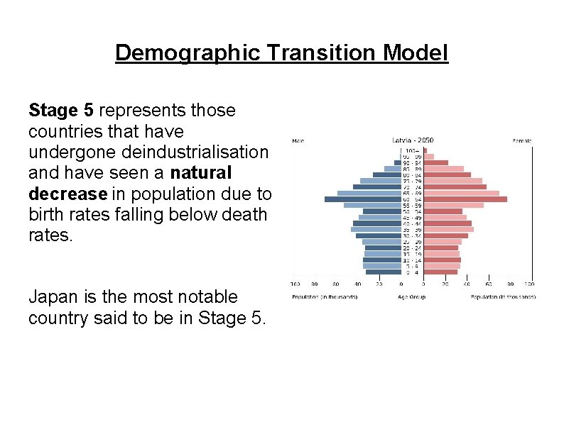 Demographic Transition Model Stage 5 represents those countries that have undergone deindustrialisation and have