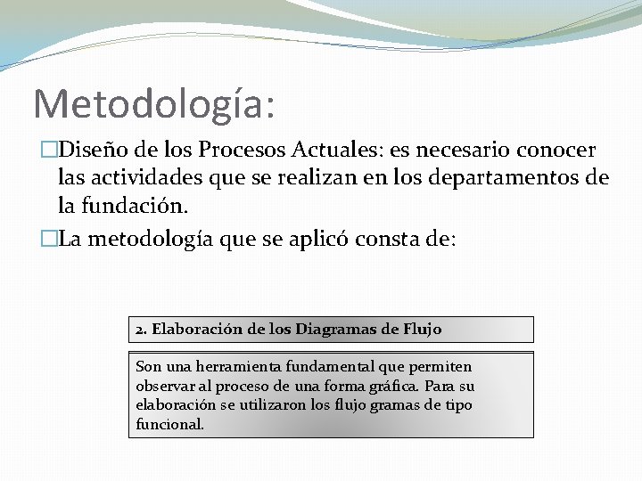 Metodología: �Diseño de los Procesos Actuales: es necesario conocer las actividades que se realizan