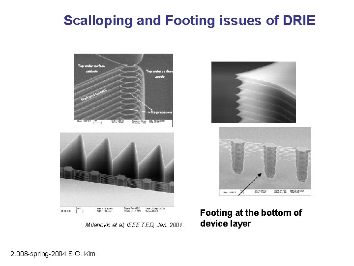Scalloping and Footing issues of DRIE Milanovic et al, IEEE TED, Jan. 2001. 2.
