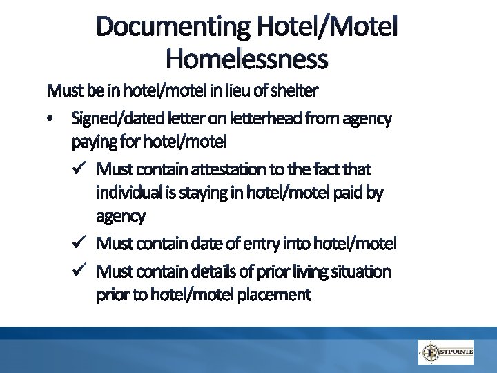 Documenting Hotel/Motel Homelessness T Documenting Hotel/Motel Homelessness T