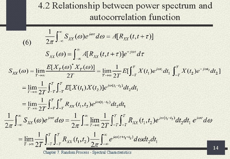 4. 2 Relationship between power spectrum and autocorrelation function Chapter 7. Random Process -