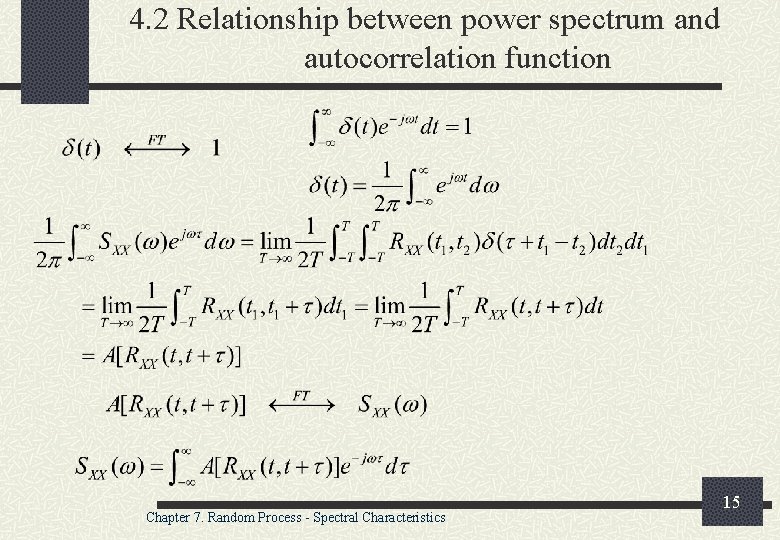 4. 2 Relationship between power spectrum and autocorrelation function Chapter 7. Random Process -