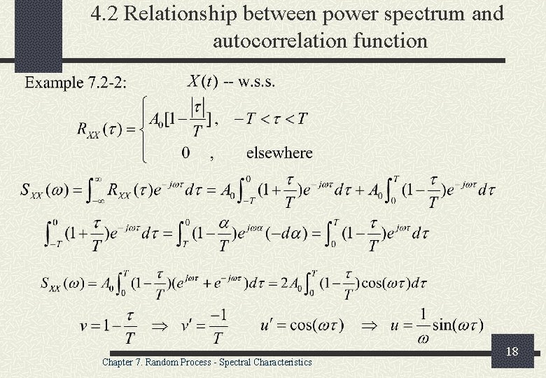 4. 2 Relationship between power spectrum and autocorrelation function Chapter 7. Random Process -