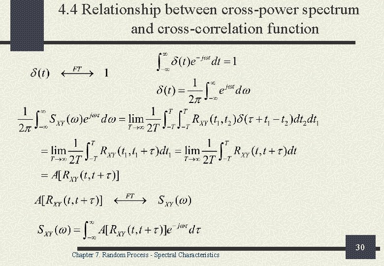 4. 4 Relationship between cross-power spectrum and cross-correlation function Chapter 7. Random Process -