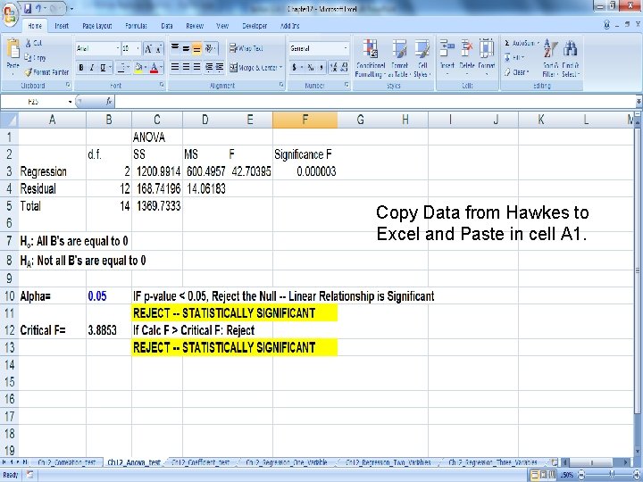 Copy Data from Hawkes to Excel and Paste in cell A 1. 