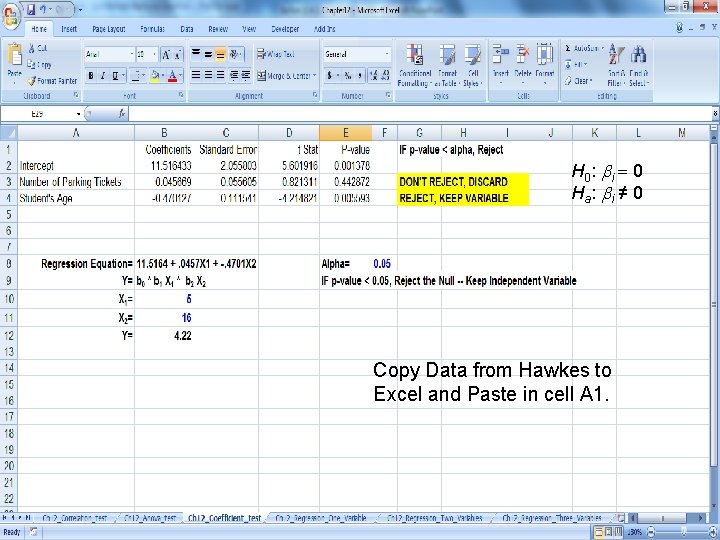 H 0 : b i = 0 Ha : b i ≠ 0 Copy