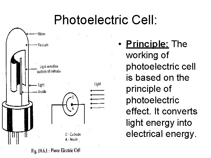 Photoelectric Cell: • Principle: The working of photoelectric cell is based on the principle