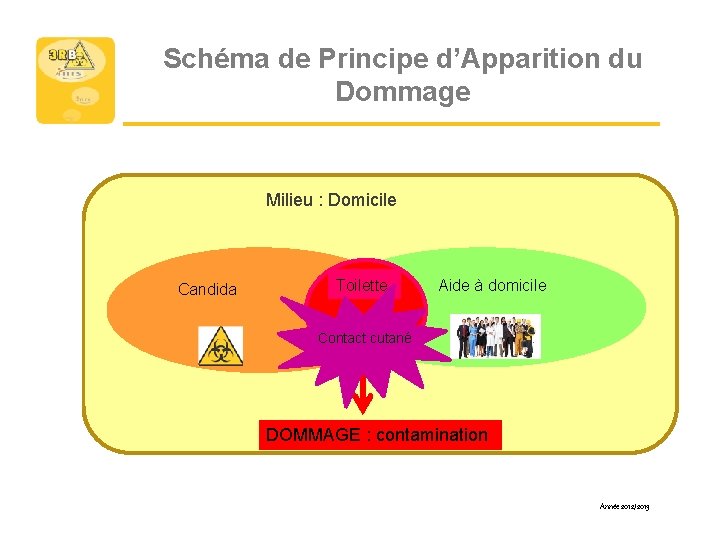 Schéma de Principe d’Apparition du Dommage Milieu : Domicile Candida Toilette Aide à domicile