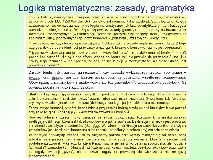 Logika matematyczna: zasady, gramatyka 