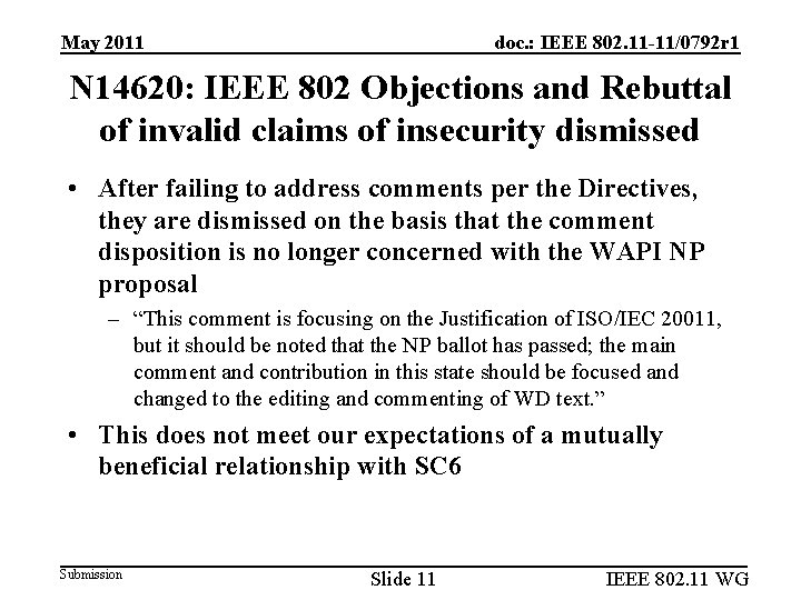 May 2011 doc. : IEEE 802. 11 -11/0792 r 1 N 14620: IEEE 802