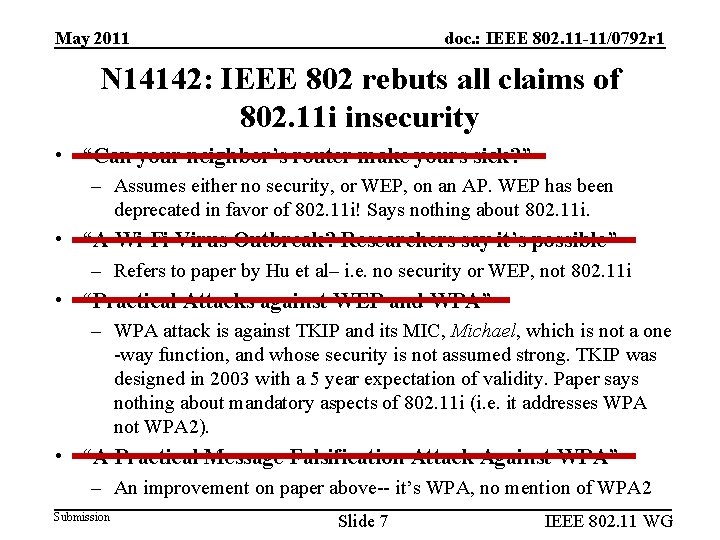 May 2011 doc. : IEEE 802. 11 -11/0792 r 1 N 14142: IEEE 802