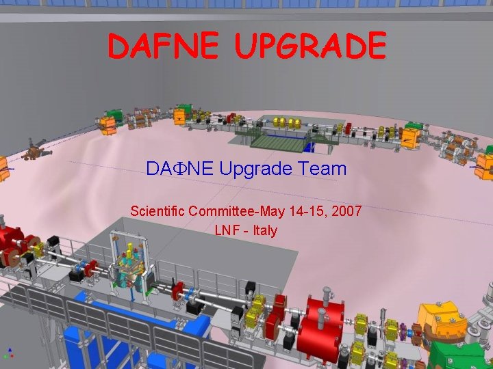 DAFNE UPGRADE DAFNE Upgrade Team Scientific Committee-May 14 -15, 2007 LNF - Italy 