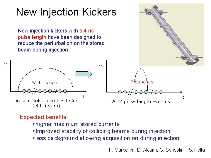 New Injection Kickers New injection kickers with 5. 4 ns pulse length have been