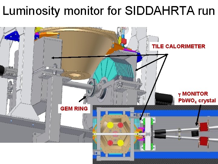 Luminosity monitor for SIDDAHRTA run TILE CALORIMETER g MONITOR Pb. WO 4 crystal GEM