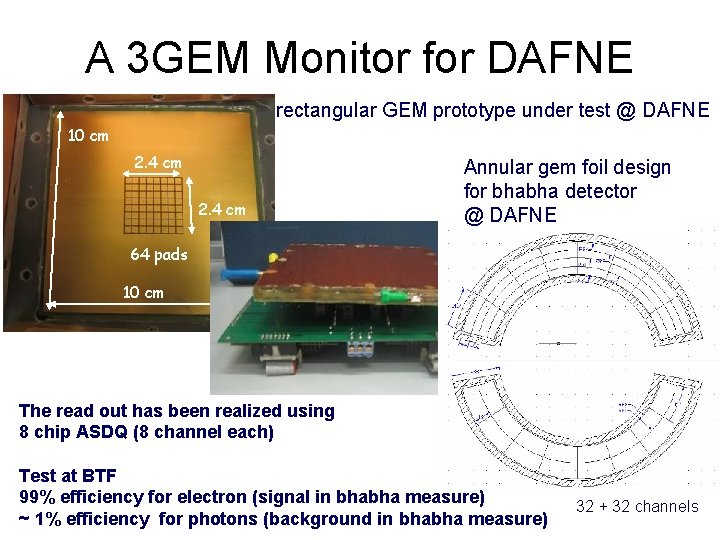 A 3 GEM Monitor for DAFNE rectangular GEM prototype under test @ DAFNE 10