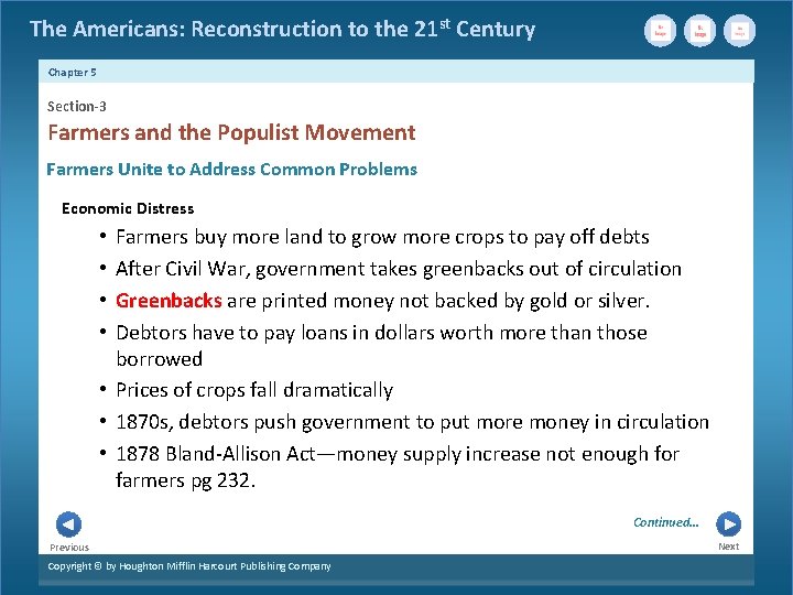 The Americans: Reconstruction to the 21 st Century Chapter 5 Section-3 Farmers and the