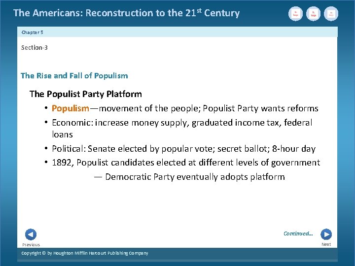 The Americans: Reconstruction to the 21 st Century Chapter 5 Section-3 The Rise and