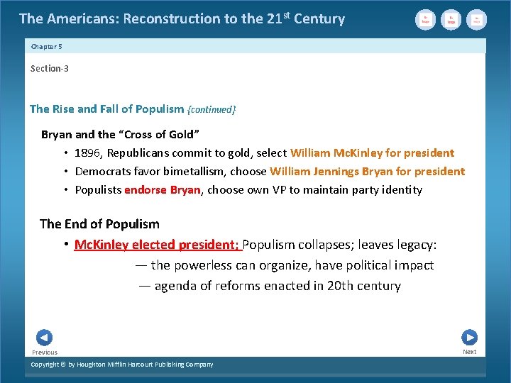 The Americans: Reconstruction to the 21 st Century Chapter 5 Section-3 The Rise and