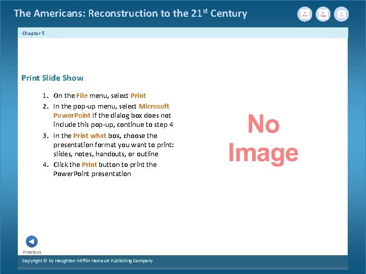 The Americans: Reconstruction to the 21 st Century Chapter 5 Print Slide Show 1.