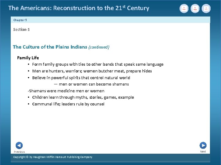 The Americans: Reconstruction to the 21 st Century Chapter 5 Section-1 The Culture of