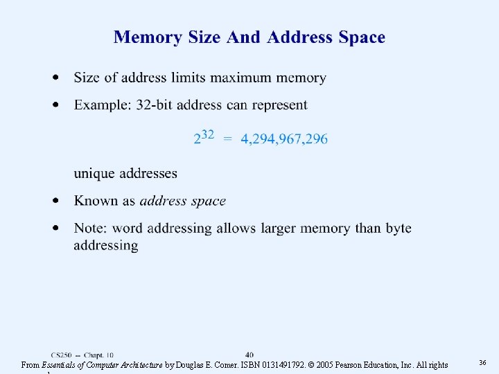 From Essentials of Computer Architecture by Douglas E. Comer. ISBN 0131491792. © 2005 Pearson From Essentials of Computer Architecture by Douglas E. Comer. ISBN 0131491792. © 2005 Pearson