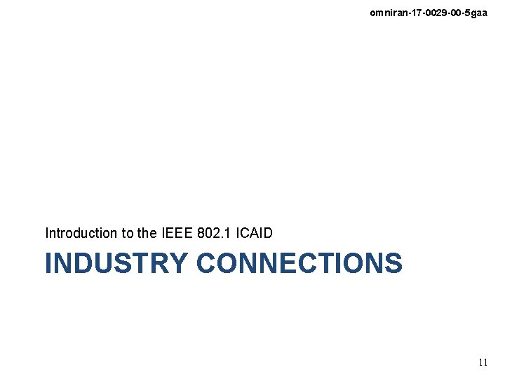 omniran-17 -0029 -00 -5 gaa Introduction to the IEEE 802. 1 ICAID INDUSTRY CONNECTIONS