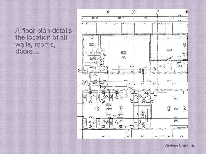 A floor plan details the location of all walls, rooms, doors. . Working Drawings