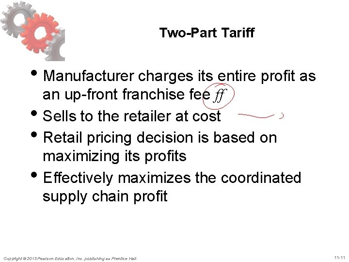 Two-Part Tariff • Manufacturer charges its entire profit as • • • an up-front