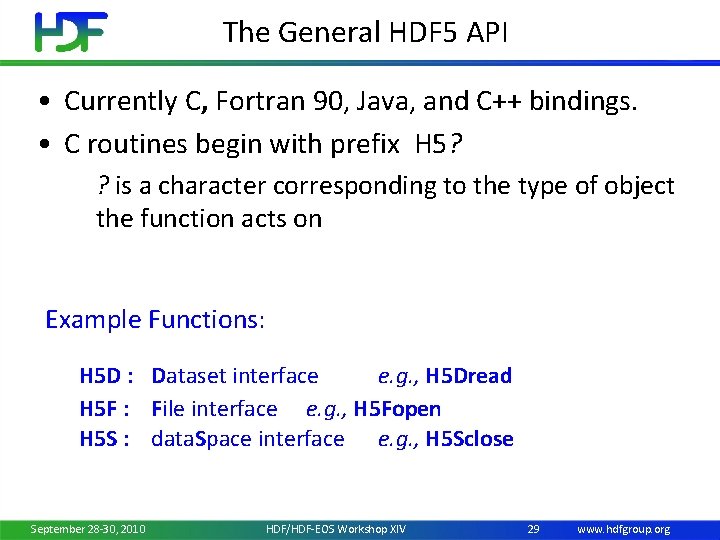 The HDF Group Introduction to HDF 5 Mike